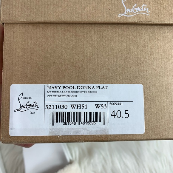 Christian Louboutin White & Navy Pool Donna Faux Fur Shearling Fuzzy Pool Slides - Picture 2 of 12